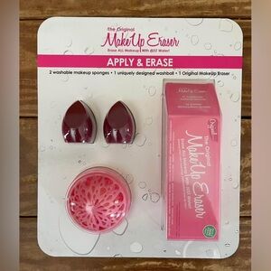 MakeUp Eraser Dual Sponge and Cloth Set - Pink and Maroon